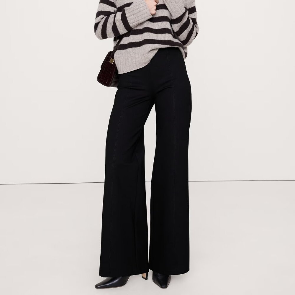 NWT Banana Republic High-Rise Wide-Leg Cropped Everywhere Ponte Pull On Pant